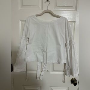 White Zara top with puffed sleeves. Absolutely loved this top!
